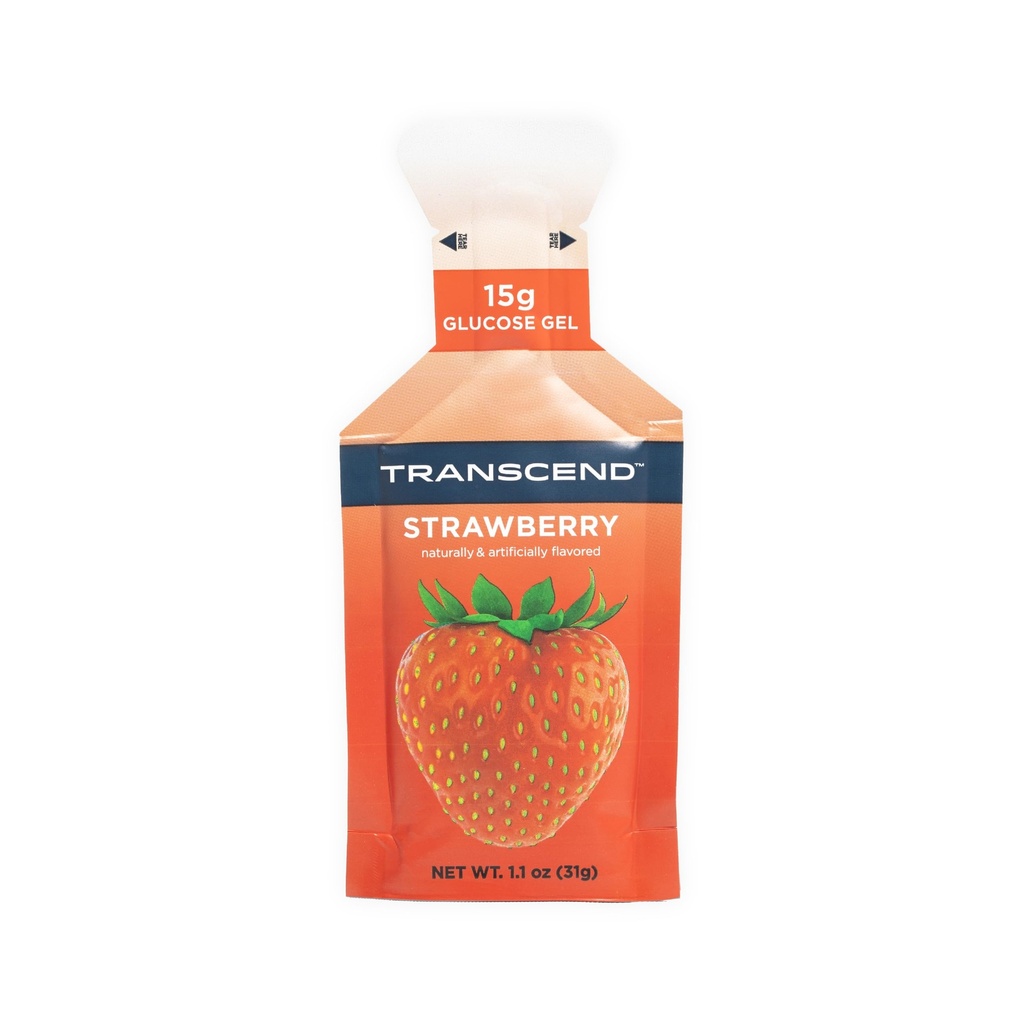 Transcend Foods Gel φράουλας (1.1 oz, συσκευασία των 10) Γέλη φράουλας ταχείας δράσης Gel Χωρίς καφεΐνη, Χωρίς γλουτένη