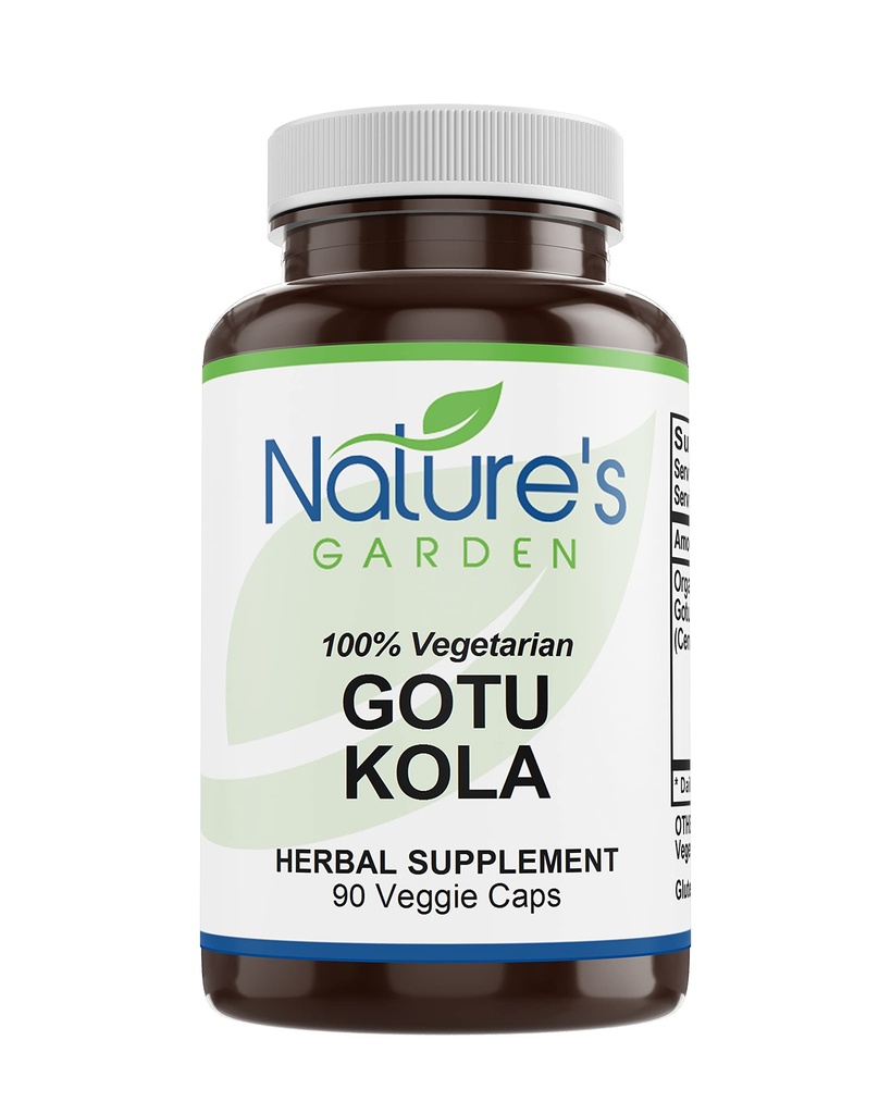 NATURE'S GARDEN ESSENTIALS Gotu Kola - 90 Veggie Caps with 400mg Organic Gotu Kola Herb
