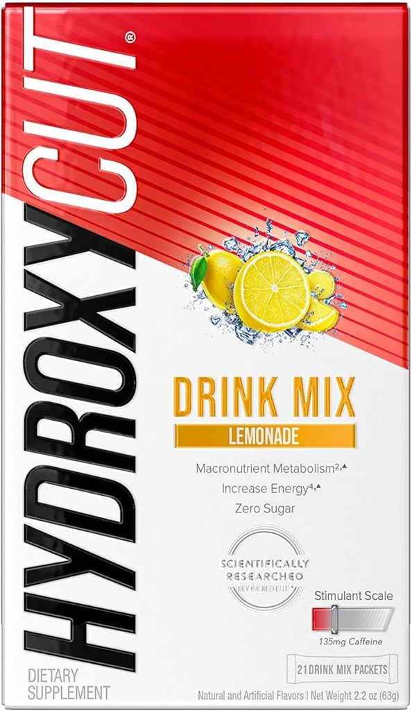Hydroxycut Drink Mix, Lemonade - 21 Travel-Size πακέτα - Μηδέν θερμίδες ή ζάχαρη - Ενισχύστε το μεταβολισμό, κάψιμο θερμίδες, αύξηση της ενέργειας - για γυναίκες και άνδρες
