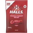 HALLS Cough & Throat Relief Cherry Cough Drops, Bulk Pack, 200 ct | No Synthetic Dyes