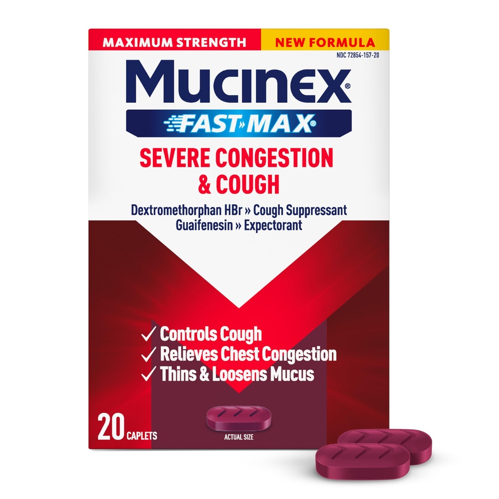 Mucinex Fast-Max Maximum Strength Severe Congestion & Cough Caplets, 20ct