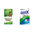 Beano Food Enzyme Dietary Supplement | Help Digest Gas-Causing Foods | 150 Tablets & Gas-X Extra Strength Chewable Gas Relief Tablets with Simethicone 125 mg for Bloating Relief, Cherry - 72 Count