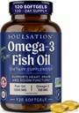 SOULSATION Fish Oil Softgels, Natural Lemon Flavor - 1200mg - Omega-3 Fatty Acids (EPA & DHA) Supports Heart, Brain, and Vision Function, Non-GMO, Gluten-Free - 120 Softgels for A 120-Day Supply