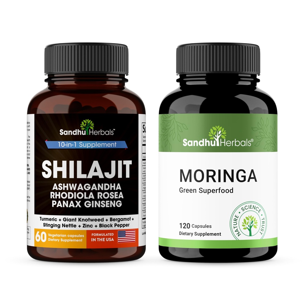 Shilajit Bundle with Moringa | Capsules for Men & Women | Supports Energy, Immune, Skin & Gut Health