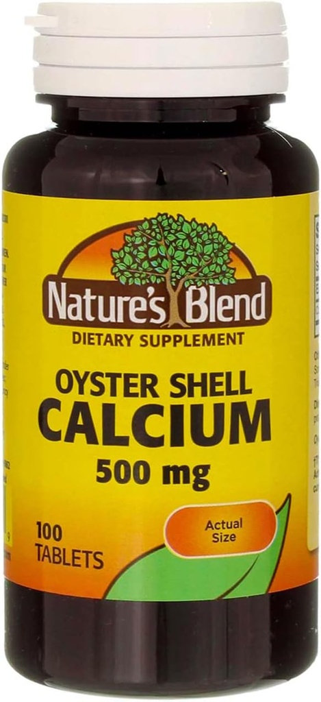 Nature's Blend Oyster Shell Calcium 500 mg δισκία - 100 ct, Συσκευασία των 2