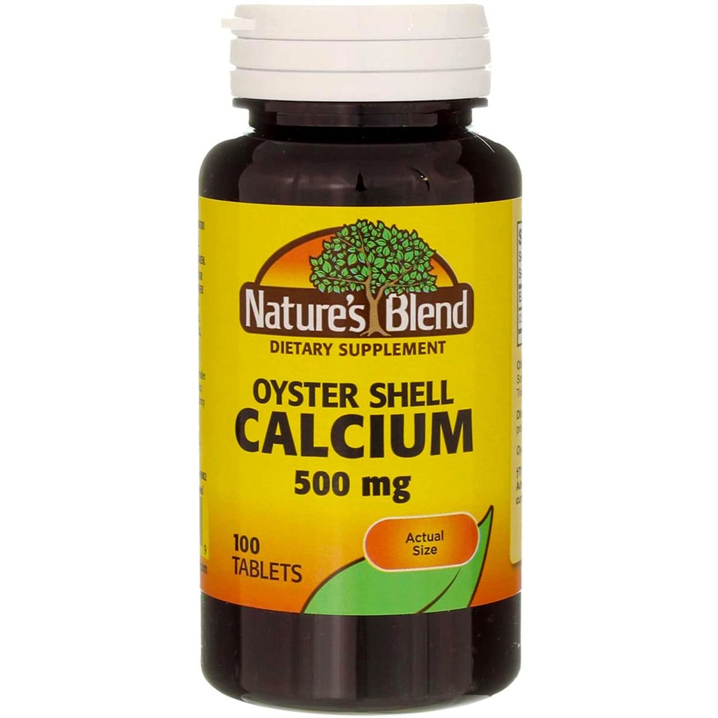 Nature's Blend Oyster Shell Calcium 500 mg δισκία - 100 ct, Συσκευασία των 2