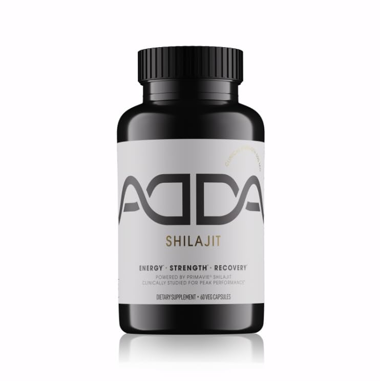 Adda PrimaVie Shilajit Capsules Energy Strength Recovery 60 Count | High Purity 500mg Himalayan Extract Promotes Vitality Fights Fatigue Ayurvedic Men Supplement Fulvic Acid