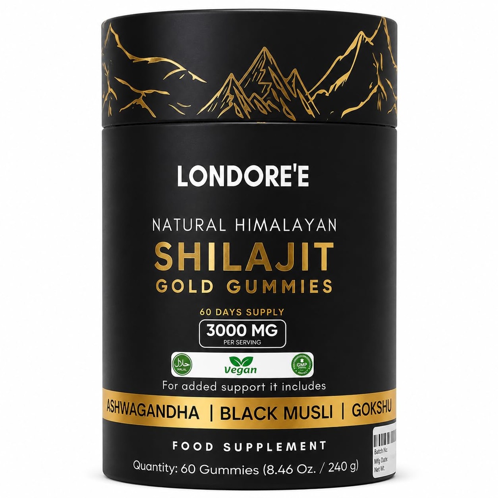 Himalayan Shilajit Gold Gummies 3000mg – Vegan Sugar‑Free Daily Energy Support with KSM‑66 Ashwagandha Musli & Gokshura – Natural Mineral Rich Adaptogen Gummy Formula for Balance & Wellness – 60 Count