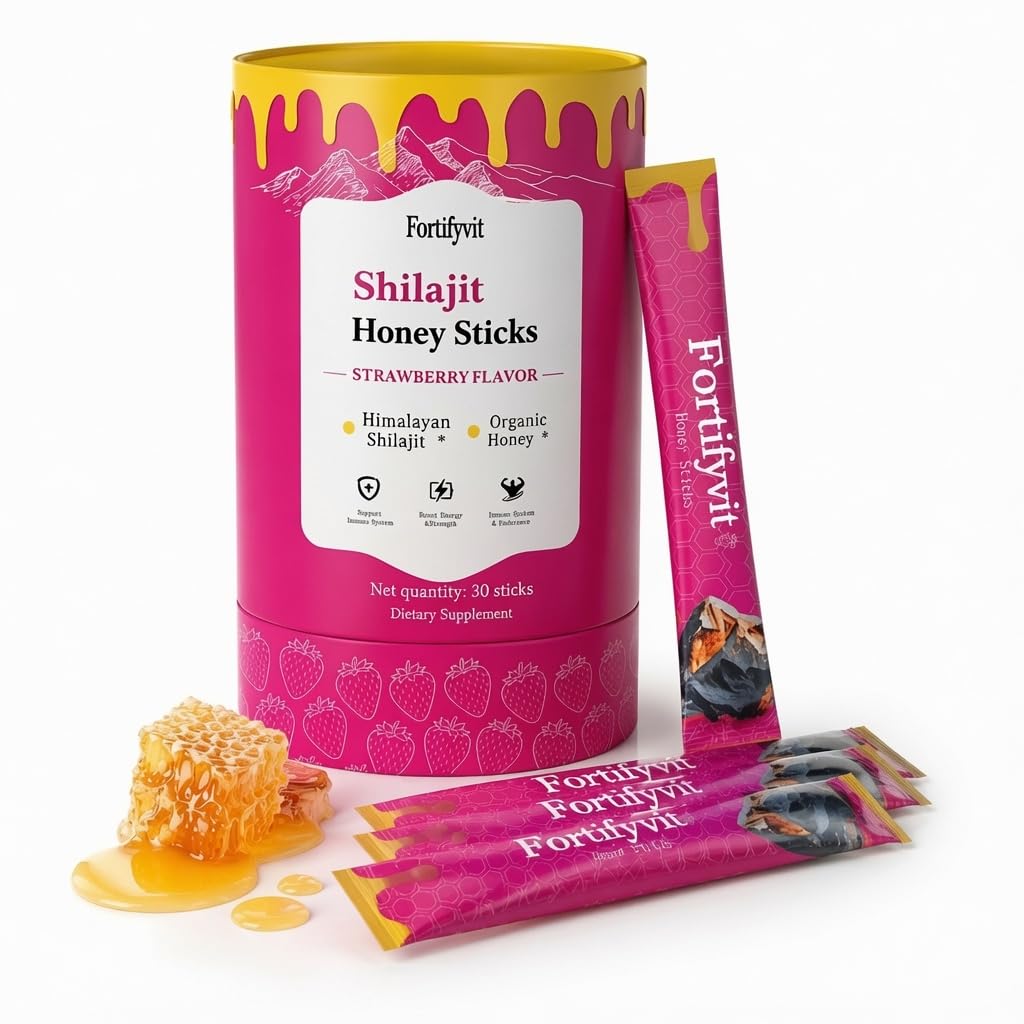 Shilajit Honey Sticks for Women & Men - Pure Himalayan Shilajit with Shatavari & Saffron - Natural Energy, Focus, Vitality & Hormonal Balance, 30 Sticks