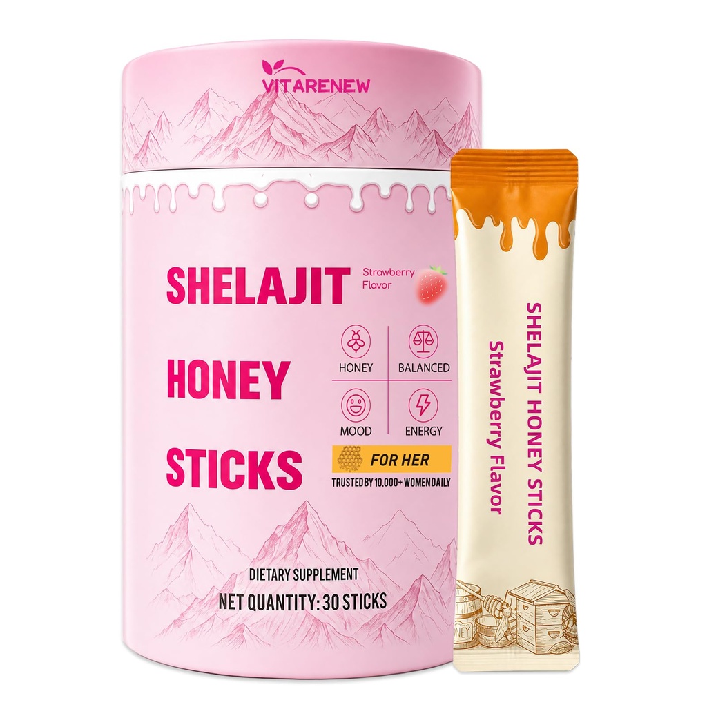 Shilajit Honey Sticks for Women with Shatavari & Saffron | High-Potency Fulvic Acid 75%+ & 85+ Trace Minerals | Supports Hormone Balance, Daily Energy, Mental Clarity & Physical Stamina | Delicious Strawberry, 30 Sticks