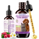 Urinary Tract Support Drops for Dogs & Cats, Cranberry, 2 fl oz | Daily liquid with dandelion, turmeric, L-lysine, taurine and vitamins; chicken flavor and easy dropper dosing.