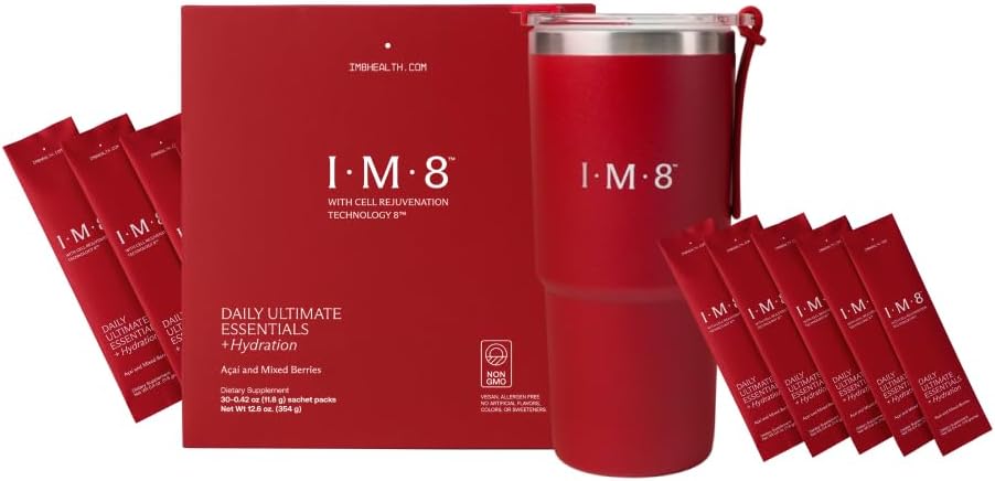 IM8 Beckham Stack Set, Longevity NAD Supplement & Essentials All-in-One Multivitamin Supplement Powder, for Anti Aging & Overall Wellness (30 Servings, Beckham Stack - Travel Set)