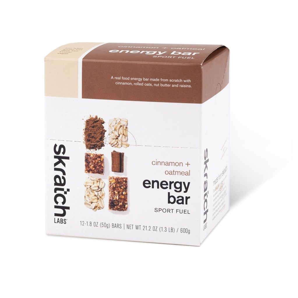 Skratch Labs Energy Bars, Cinnamon Oatmeal, 12 Pack | Sports fuel for endurance, running and hiking, plant based real ingredients, non-GMO, gluten free, soy free, vegan, kosher