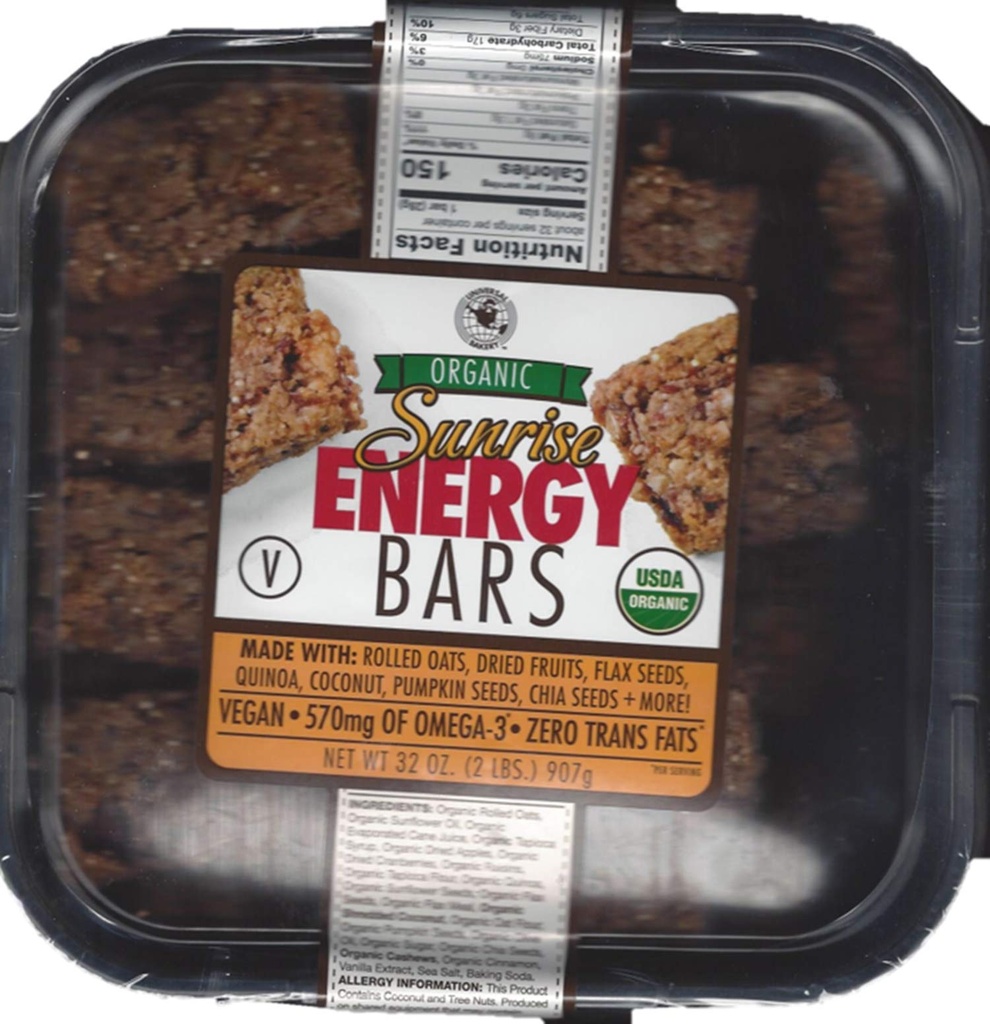 Universal Bakery Organic Sunrise Energy Bars, 32 Ounce