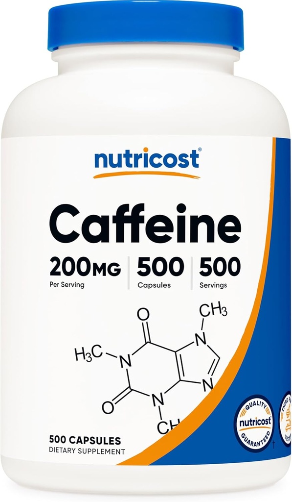 Nutricost Caffeine Pills, 200mg Per Serving (500 Caps)
