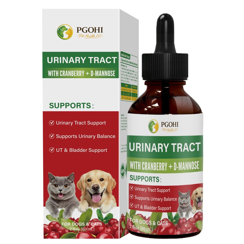 Herbal Urinary Tract Drops for Pets - 60ml Urinary Tract Support with Glucosamine & Natural Herbs, UTI Relief & Bladder Health Supplement for Dogs & Cats, Easy-to-Use Liquid Drops (2Oz)