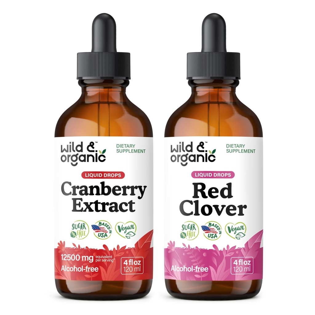 Cranberry Extract Tincture 4 fl oz & Red Clover Tincture 4 fl oz