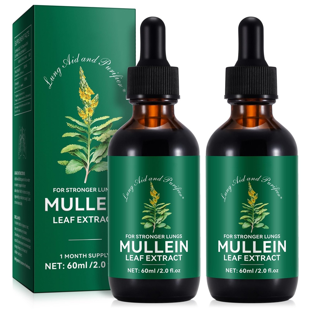 HUYEHF Mullein Drops, Mullein Leaf Extract Drops for Lungs Cleanse and Phlegm, Fast Absorption Powerful Mullein Extract for Stronger Lungs (2)