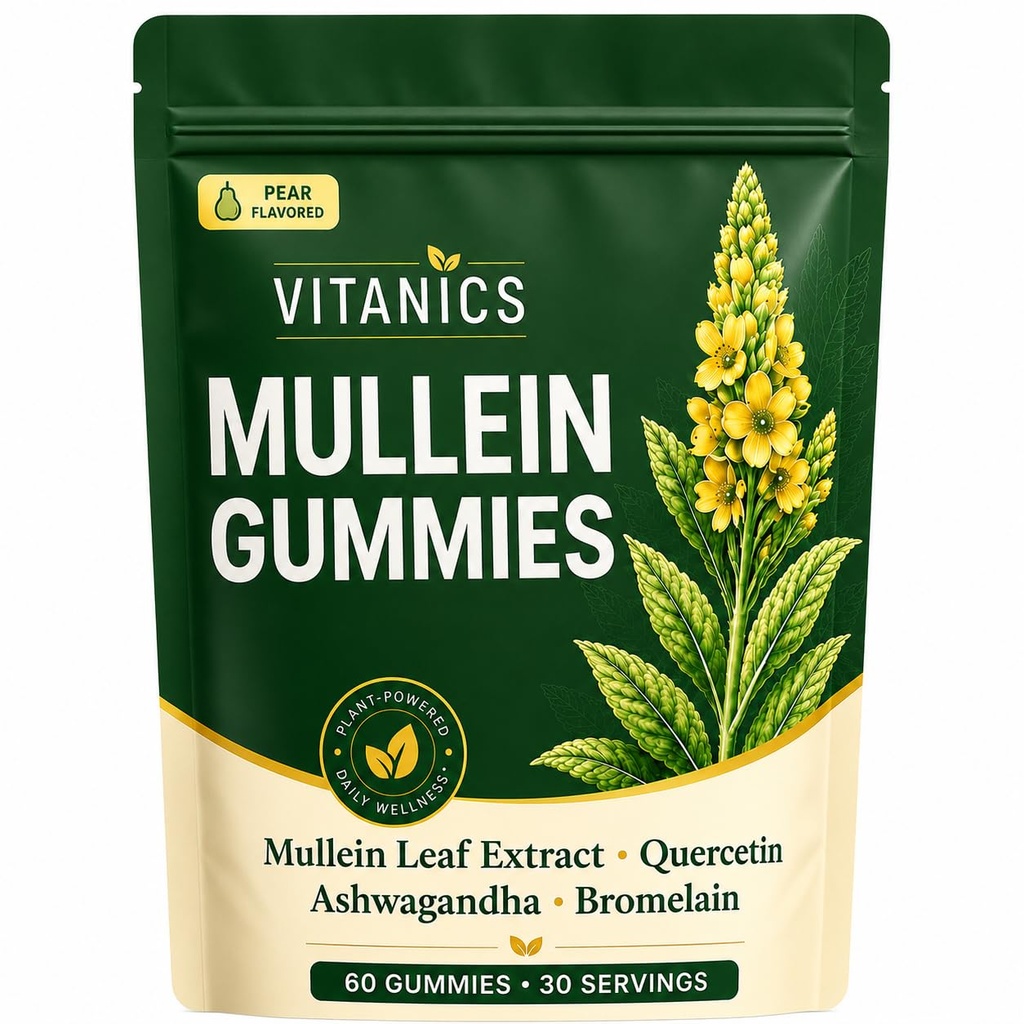 Vitanics Mullein Gummies, Mullein Leaf Extract Supplement, 60 Count | Mullein leaf extract gummies with a convenient format, designed for a simple daily supplement routine and easy use