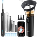 Ear Cleaner with Camera, Manual Wax Removal Kit, 7 Spoons, Black | Safe Flushing & Visual Ear Care, Earscope with Light, Ear Picker for Stubborn Wax, One-Hand Design, FSA-HSA, Home Travel Use