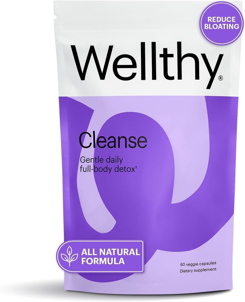 Wellthy Full Body Detox and Immune Support - Σύνθετη Digestive Health, Gut Cleanse και Bloating Relief - Όλα φυσικά Formula με Thittle γάλακτος, Dandelion Extract και L-Carnitine 