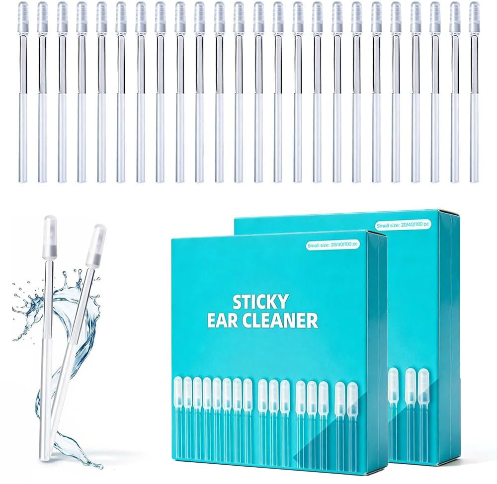 48Pcs Sticky Ear Cleaning Stick, Reusable Ear Cleaning Tools with Soft Rubber Head, Gentle Ear Wax Removal Tools for Adults