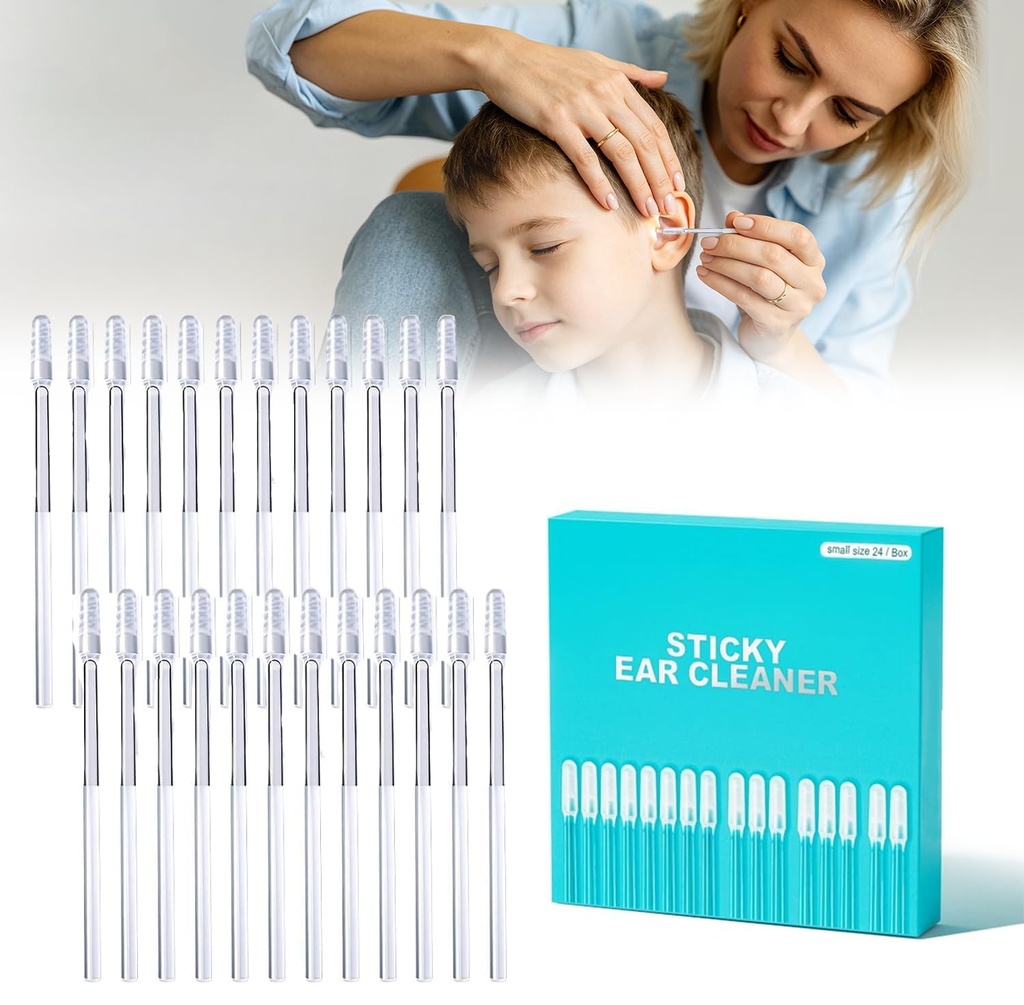 Sticky Ear Cleaning Stick, Reusable Ear Cleaning Tools with Soft Rubber Head, Gentle Adhesive Ear Cleaner for Daily Ear Care (24, Small)