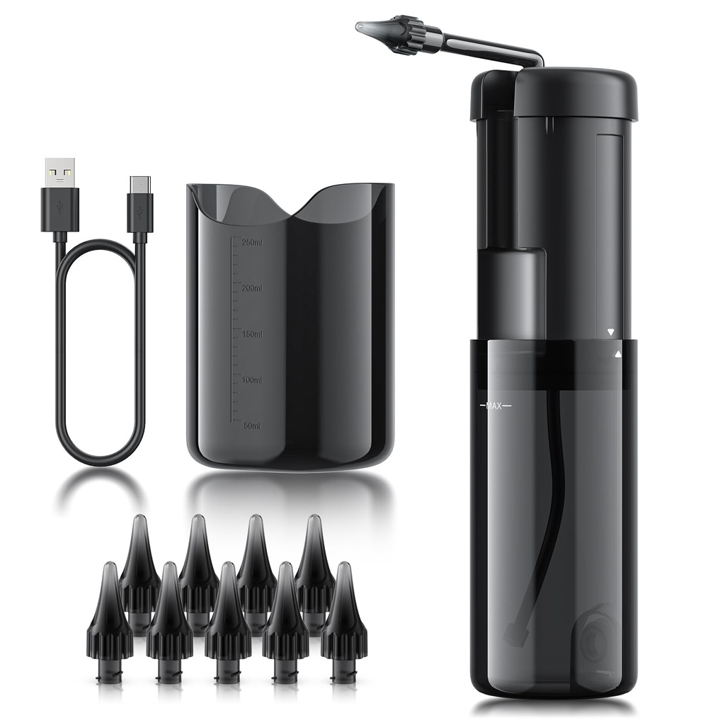 Ear Irrigation Flushing System for Adults, IPX5 Shower-Friendly, Portable | Ear Wax Removal Kit Featuring a Retractable & Portable Design, 5 Cleaning Modes, Translucent
