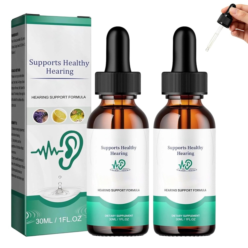 2Pcs Tinnitus Relief Drops, Ear Wax Removal, Ear Cleaning Solution, Soothing Ear Care for Ringing Ears, Ear Hygiene Liquid