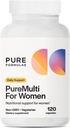 PureFormulas PureMulti for Women - Πλήρης πολυβιταμίνη για γυναίκες με βασικά θρεπτικά συστατικά και βοτανική υποστήριξη Γυναίκες Καθημερινή πολυβιταμίνες για διατροφική υποστήριξη μη ΓΤΟ - 120 κάψουλες