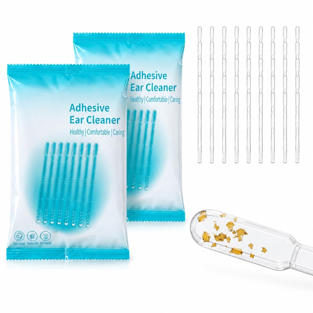 Reusable Sticky Ear Cleaning Stick for Ear Wax Cleaning, 2Pack/48PCS | Adhesive Ear Cleaning Tool with Soft Rubber Head, Portable Earwax Cleaning Kit for Daily Outer Ear Care and Travel