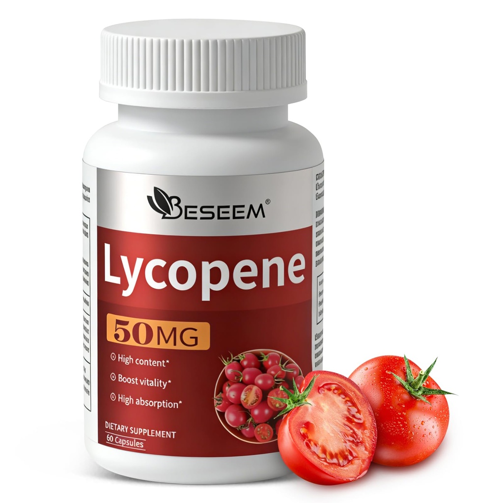 Men‘s Lycopene Softgels with Saw Palmetto & Pumpkin Seed Oil – Prostate Health Support & Nutrient Complex with Zinc, Vitamin B6, B12, Copper – 60 Capsules