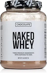 NAKED Whey Chocolate Protein Powder - Μόνο 3 συστατικά - Grass Fed Whey Protein Powder, Organic Chocolate and Organic Coconut Sugar, No GMO, No Soy, and Glutten Free - 24 Σερβιέτες