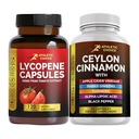 Lycopene and Ceylon Cinnamon Bundle, 180 Capsules Combo w/ACV, Turmeric, Ginseng, Alpha Lipoic Acid & Black Pepper Powder, Non-GMO & Gluten-Free Lycopene Supplement for Men and Women