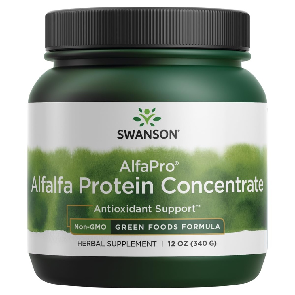Swanson Alfapro Alfalfa Protein Concentrate, 12 oz (340 g) | A Vegan Source of Protein Packed with Vitamins, Minerals, Amino Acids and Antioxidants to Support Lean Muscle Mass, Non-GMO