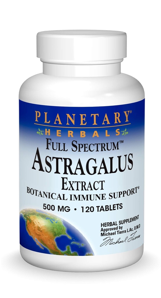 Planetary Herbals Full Spectrum Astragalus Extract, 500 mg - 120 Tablets | Botanical for Immune System Support