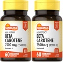 Sundance Beta Carotene 7500mcg | 60 Softgels | Provitamin A | High Potency Formula | Non-GMO and Gluten Free Supplement (Pack of 2)