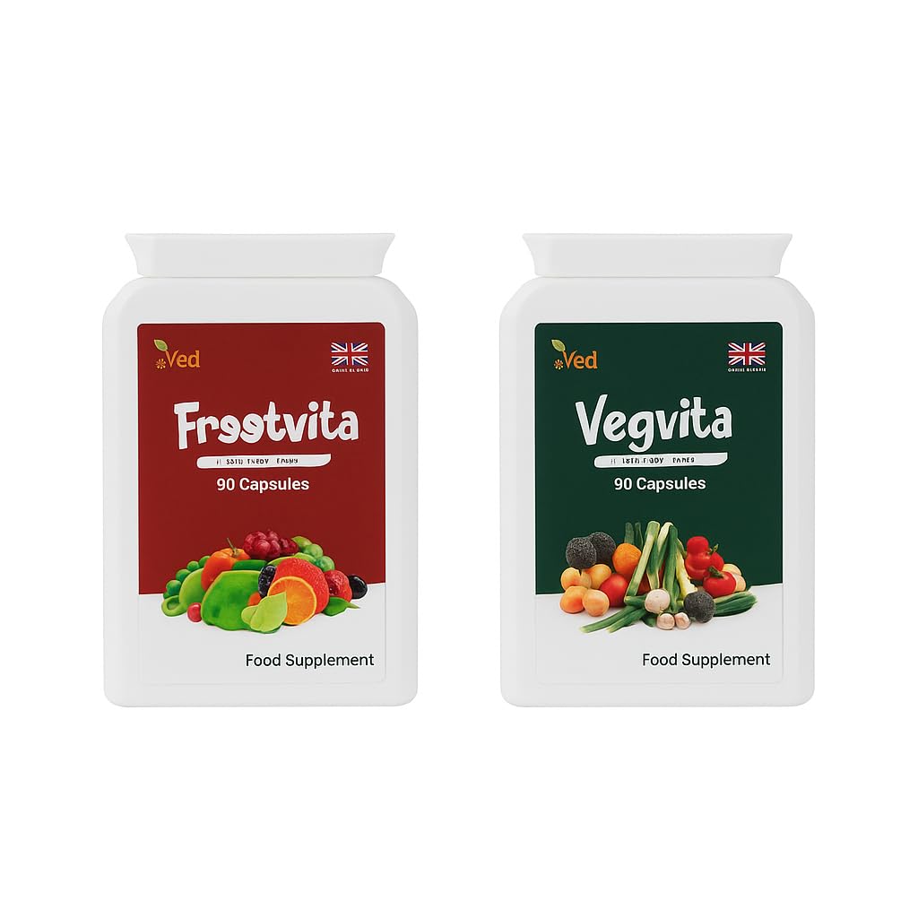 Ved Balance of Fruits and Veggies Supplements, Fresh Formula with Vitamins and Minerals from Fruits and Vegetables, (90 Vegan Capsules (Pack of 2))