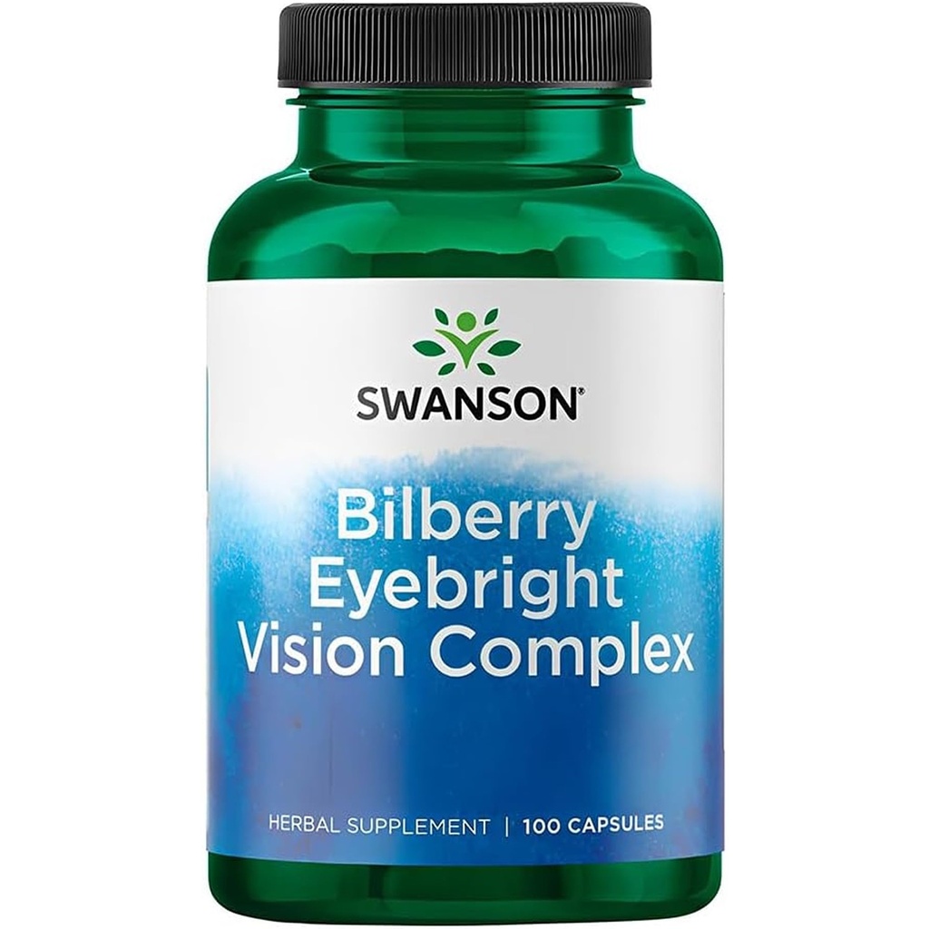 Swanson Bilberry Eyebright Vision Complex, 100 Capsules | Delivers a Blend of Bilberry, Quercetin and Eyebright to Support Vision and Eye Health, Easy-to-Swallow Capsules
