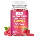 Μαγνήσιο Γλυκινικό Gummies 500mg Συμπλήρωμα μαγνησίου με ασβέστιο, ψευδάργυρο, βιταμίνη C, B6, D3-Calm Μασώμενα Gummies για παιδιά & ενήλικες-ύπνος, Mood & μυϊκή υποστήριξη-Raspberry Flavor, 60 Gummies