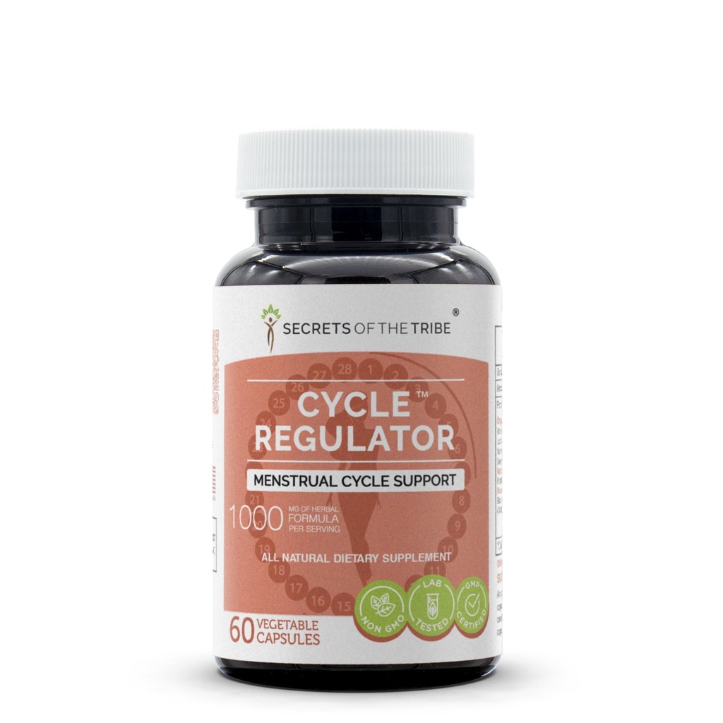 Secrets of the Tribe Cycle Regulator 60 Capsules, 1000 mg, Vitex,Partridgeberry, Lady's Mantle, Black Cohosh, Yarrow, Dong Quai. Women's Health Formula (60 Capsules)