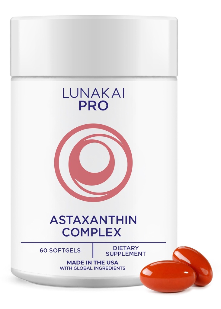 Lunakai Liposomal Astaxanthin 12mg with Lutein & Zeaxanthin | USA Made Astaxanthin Supplements with MCT Oil & Vitamin E - Daily Eye & Skin Health Support - 60 Non-GMO Softgels