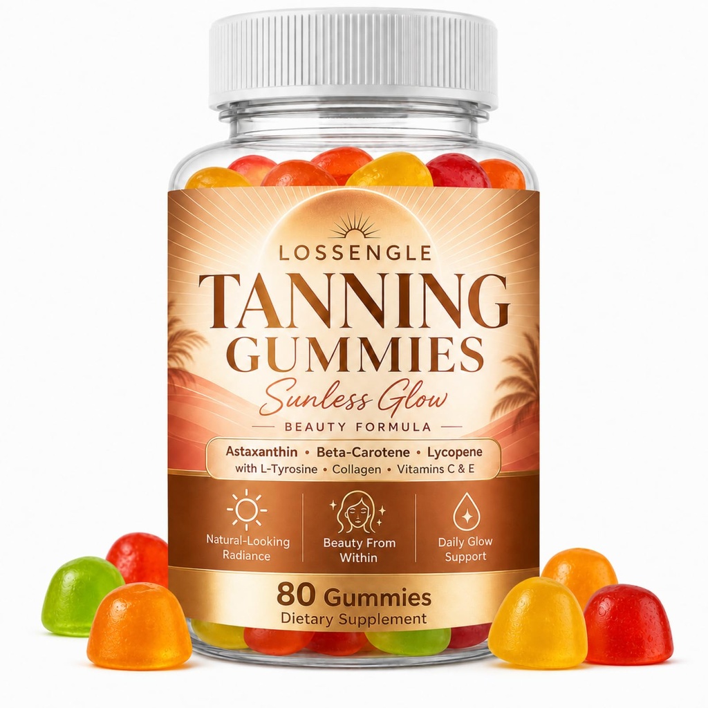 Tanning Gummies with Astaxanthin for Women Sunless Tanning Supplement with Beta Carotene, Lycopene & L-Tyrosine Vegan & Sugar Free