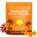 Tanning Gummies with Astaxanthin for Women & Men | Tanning Gummies with Beta Carotene, Lycopene, Collagen & Vitamins | Skin Radiance & Hydration | Vegan & Sugar Free - 60 Count