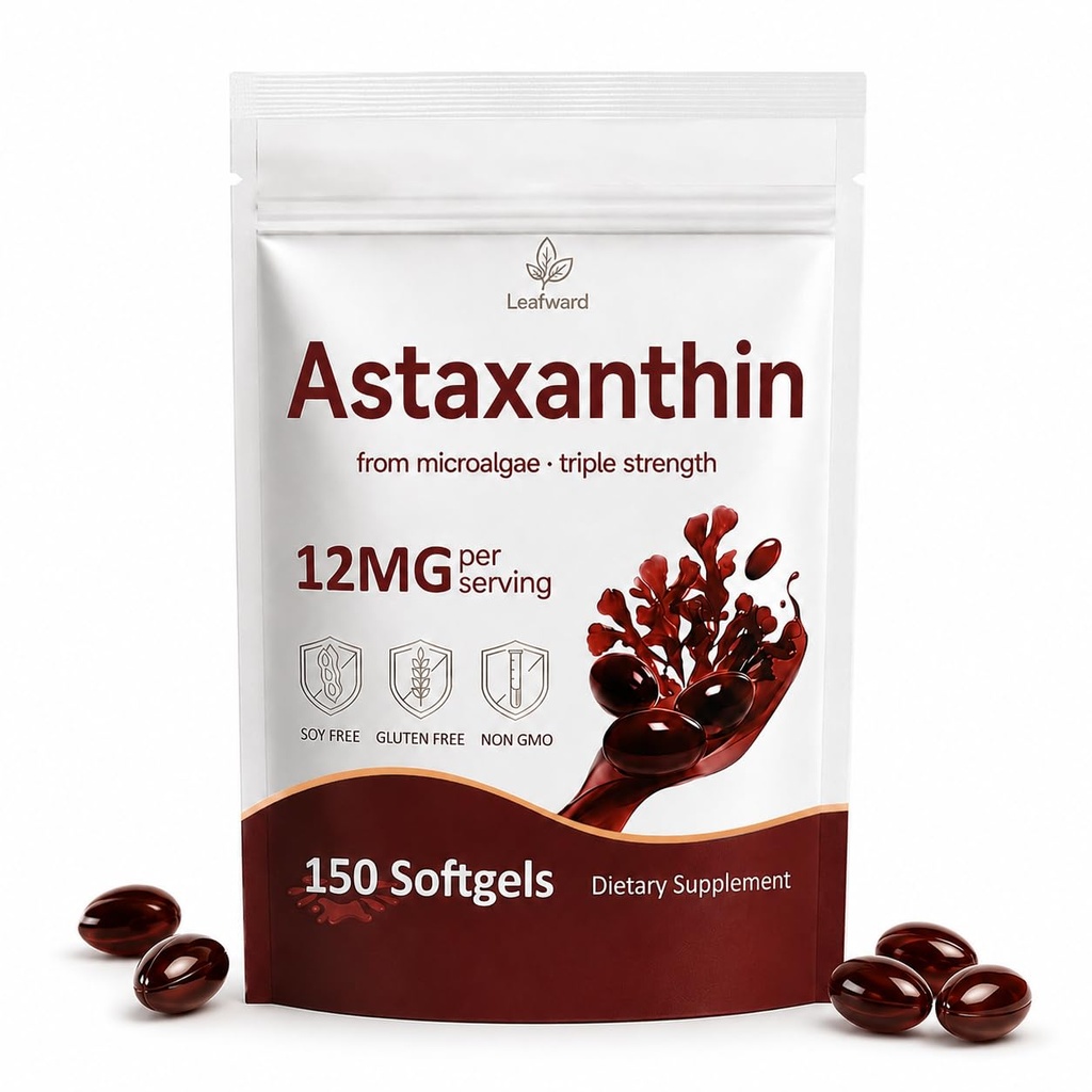 Astaxanthin Supplements 12mg 150 Softgels, Premium Astaxanthin Antioxidant Supplement, Supports Eye, Skin, Joint, Brain, Heart & Immune System Health, Fresh Microalgae Source, Non-GMO & No Gluten