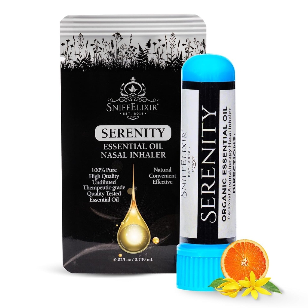 Serenity Stress Relief Aromatherapy Nasal Stick Vapor Inhaler for Calm, Self Care, USA Made with Organic Citrus Essential Oils, Stress Reliever Gift
