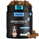 Omega 3 Chews for Dogs - 150Pcs - Dog Skin and Coat Supplement - Rich in EPA & DHA Fatty Acids - Itching Skin Relief Chews - Reduce Hair Shedding - Made with Fish Oil - Chicken
