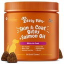 Zesty Paws Salmon Oil for Dogs - Skin & Coat Chews, Bacon, 90 Ct