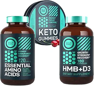 WILD FUEL HMB με βιταμίνη D3, Amino Acid Complex και Keto MCT Oil Gummies Power and Recovery Bundle
