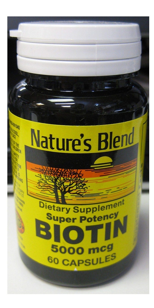 Natures Blend B Biotin Capsules 5000mcg Capsules, 60 Count Per Bottle